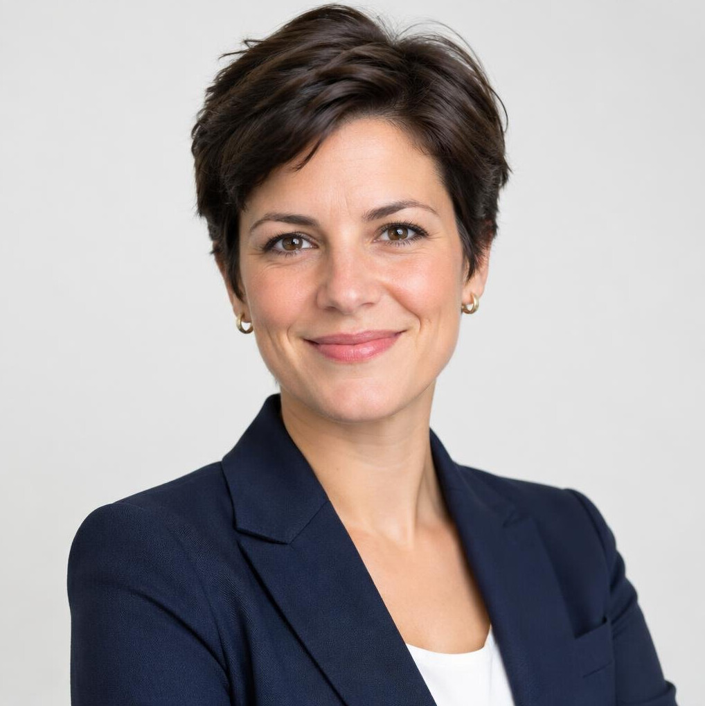 Confident businesswoman in a blazer smiling at the camera